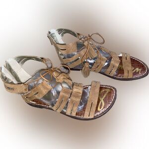 Sam Edelman Karine Tassel Gladiator Sandals Womens Size 7.5M Brown Leather